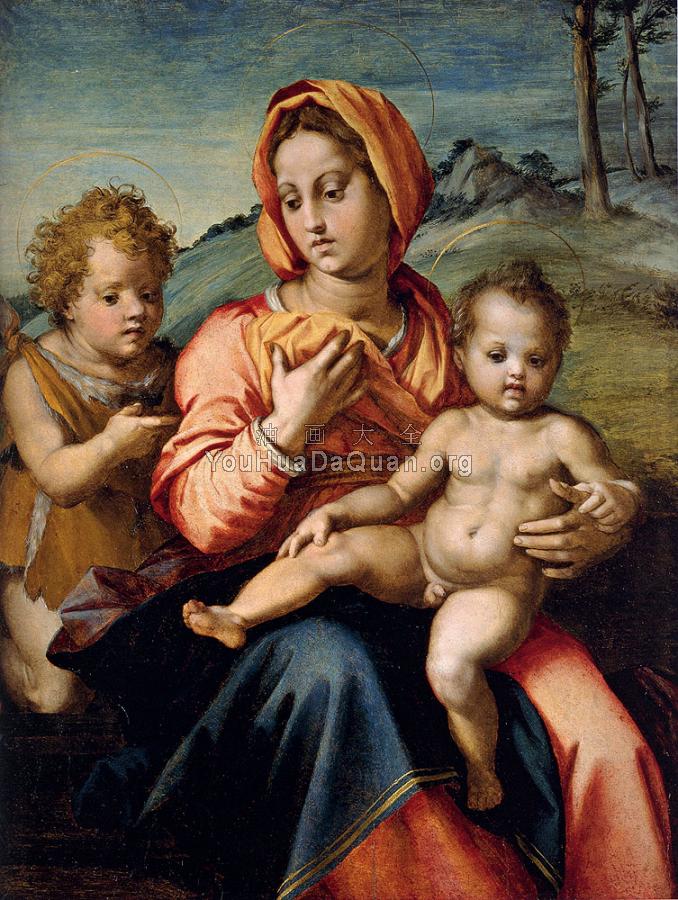 Madonna And Child With The Infant Saint John In A Landscape - 安德烈·德尔·萨托
